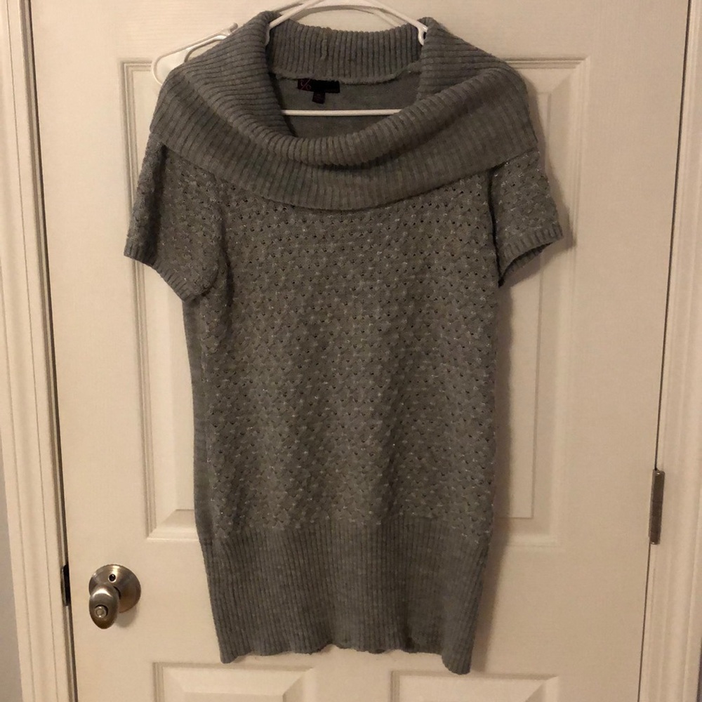 Grey shirt sleeved sweater dress